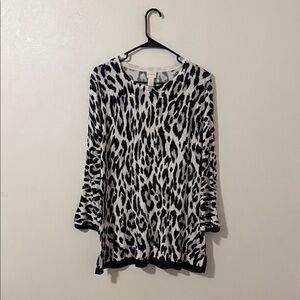 Chico's Black and White Animal Print Sweatshirt Tunic